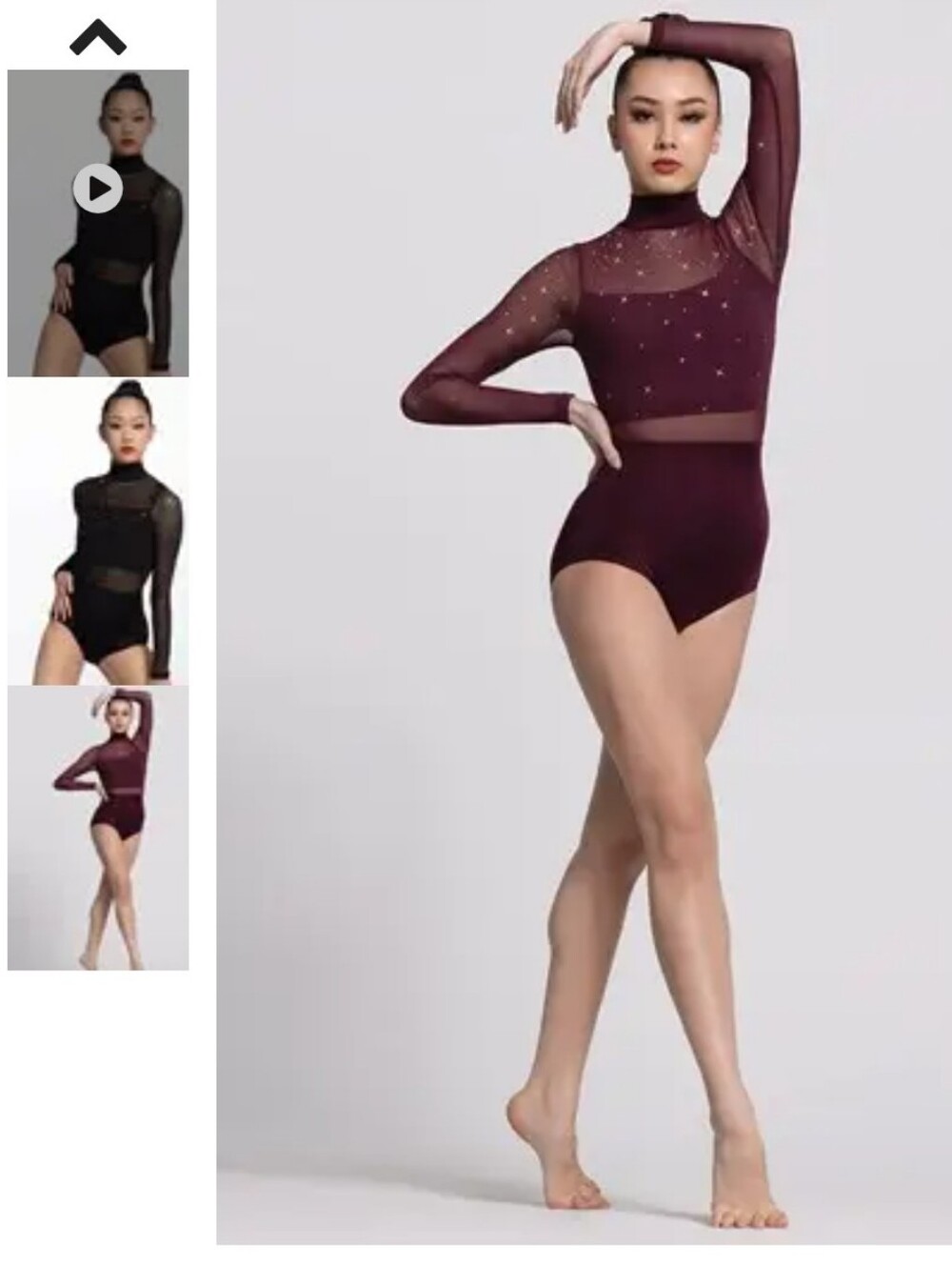 Weismann XS Adult BOOM Elite Sheer-Panel Long Sleeve Dance Leotard in Wine